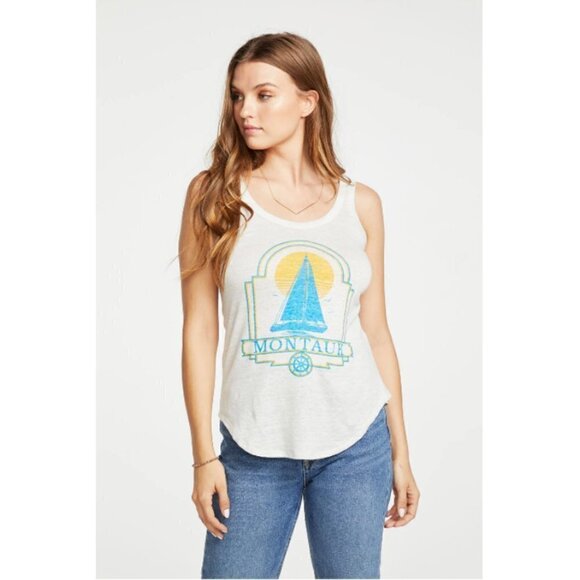 💕CHASER💕 Montauk Sailboat Muscle Tee Sleeveless Tank Top Small S NWT - Picture 2 of 11